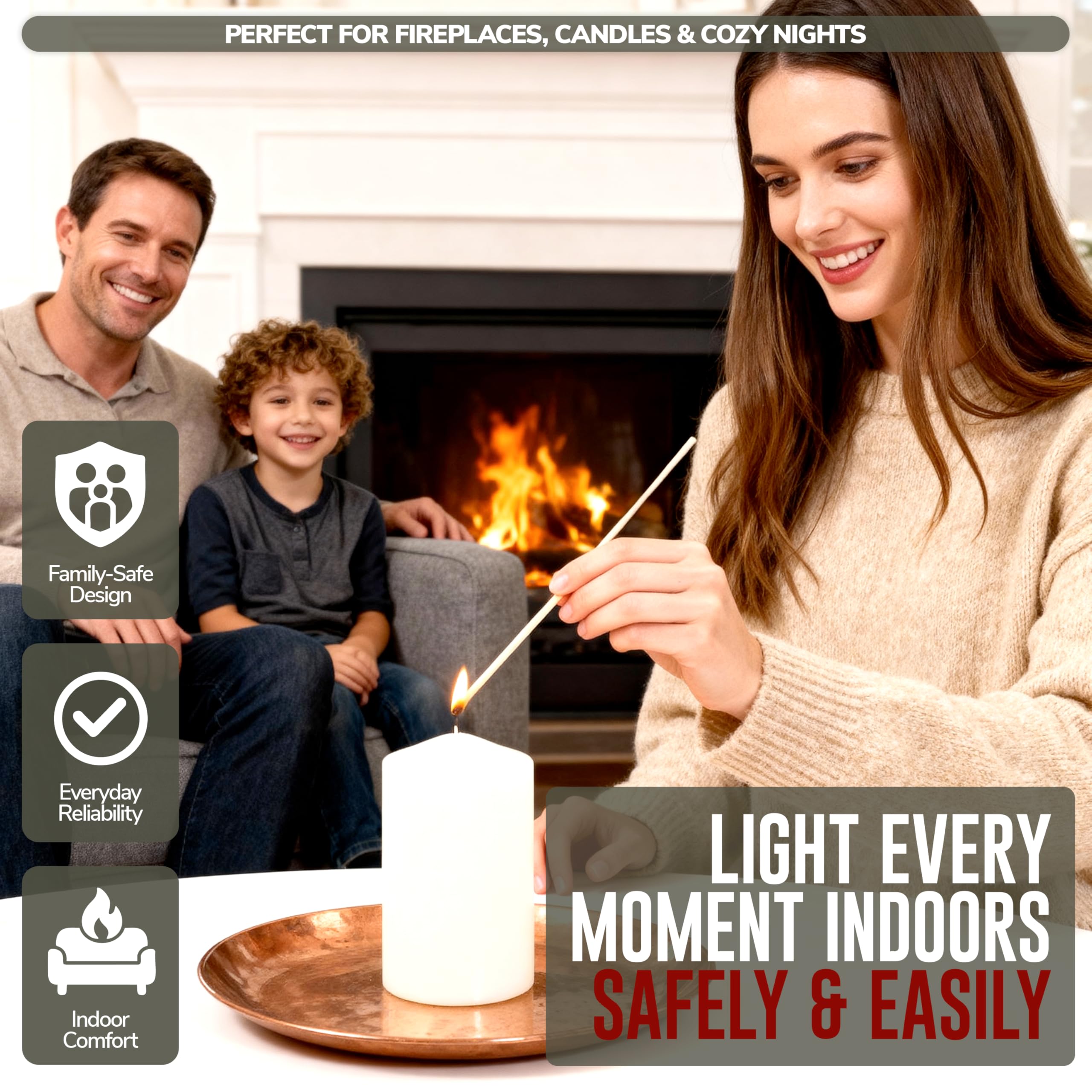 11-Inch Extra Long Wooden Safety Matches (1 Pack) - Ideal for Lighting Fireplace, Candles, Grills & Camping Firepits - Strike on Box - Heavy Duty Long Matches for Fireplace - 50 Count - Image 7