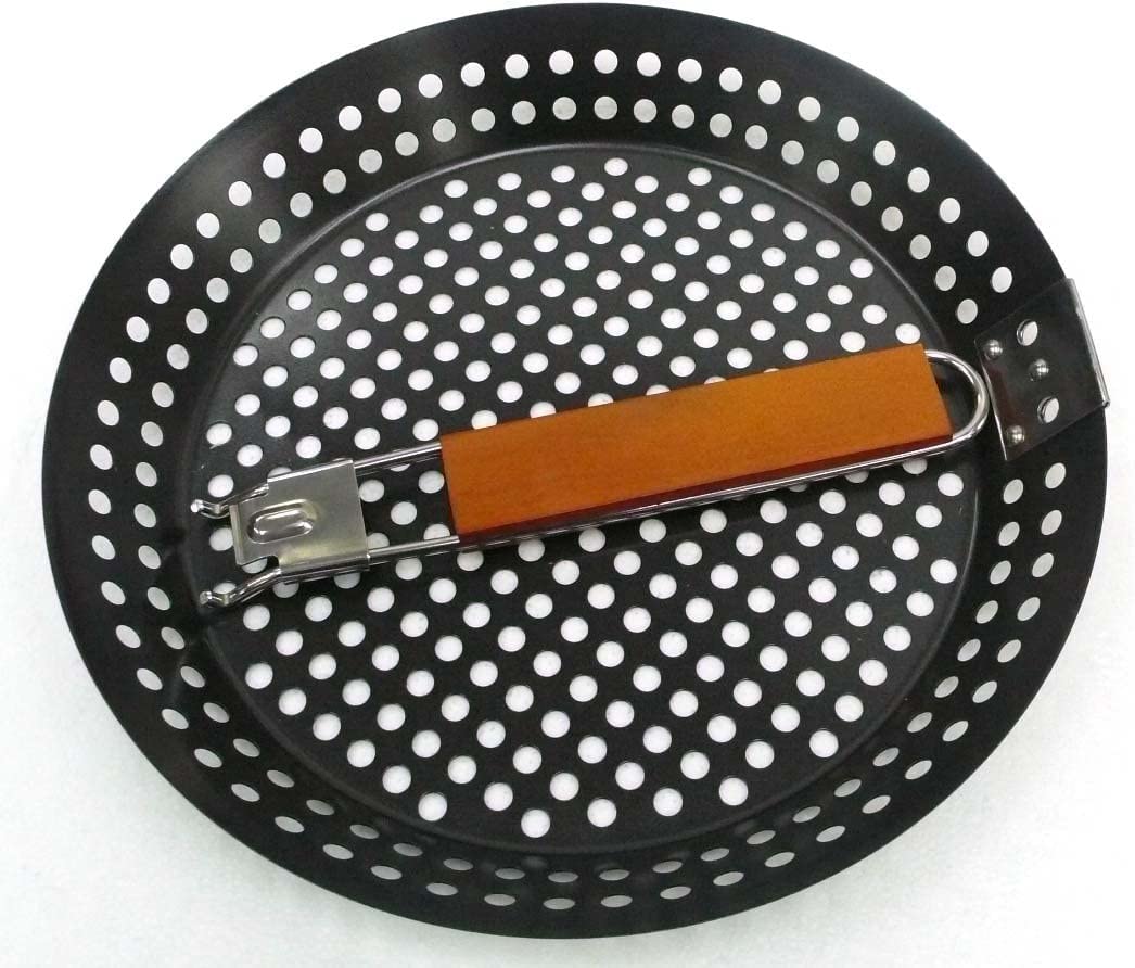 12" Non-Stick Grilling Skillet, Large Strainer with Removable Handle For Deep Frying Fried Food, Seafood & Vegetables, Grilling Basket for Indoor, Outdoor BBQ, Grill & Restaurants - Mr. Bar-B-Q 06750X - Image 3