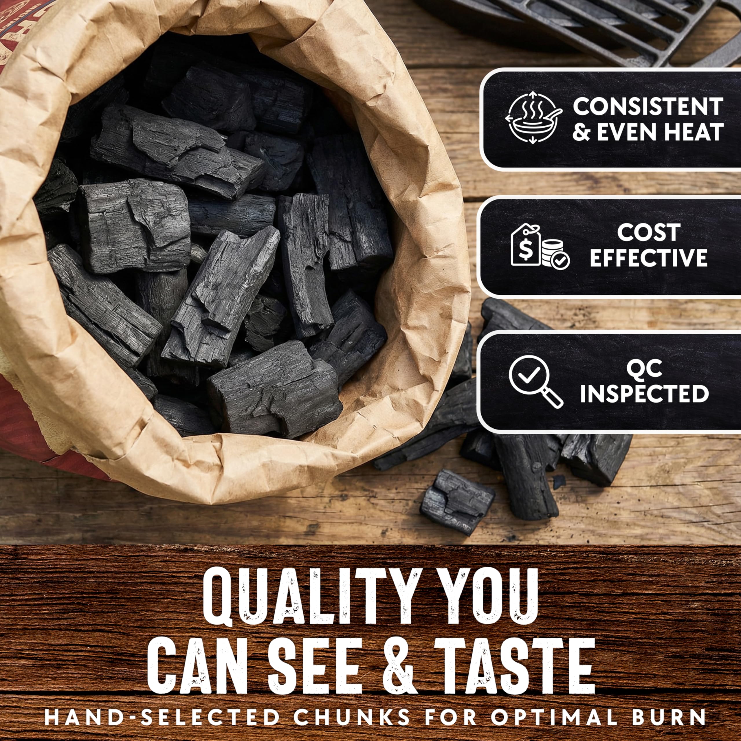 16 LB. All Natural Hardwood Lump Charcoal by Mr. Bar-B-Q - Premium Natural Charcoal for Grilling, BBQ, Smoking, Kamado & Kettle Grills - Burns Hotter & Longer - Smoky Flavor, Low Ash & Easy to Light - Image 5