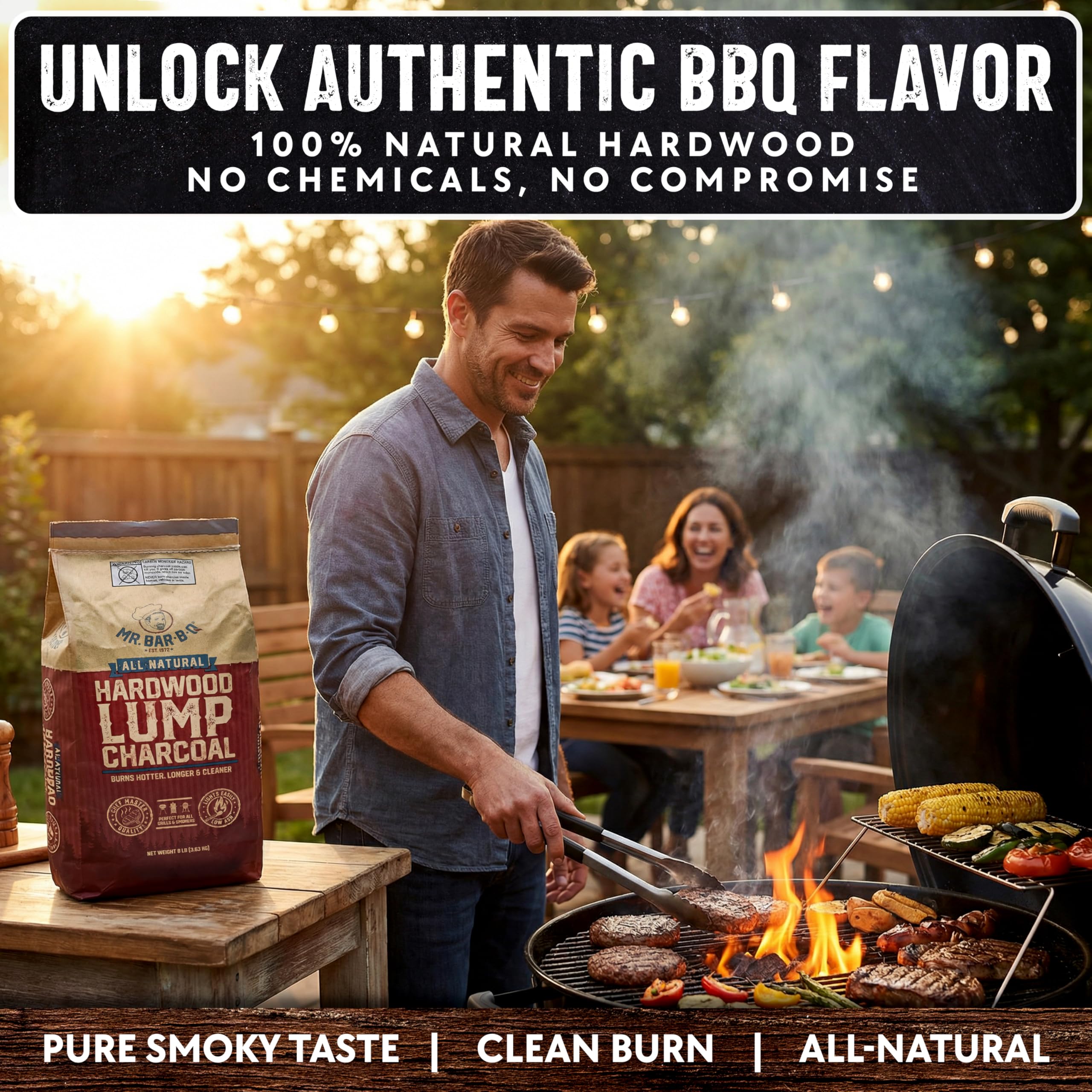 16 LB. All Natural Hardwood Lump Charcoal by Mr. Bar-B-Q - Premium Natural Charcoal for Grilling, BBQ, Smoking, Kamado & Kettle Grills - Burns Hotter & Longer - Smoky Flavor, Low Ash & Easy to Light - Image 7