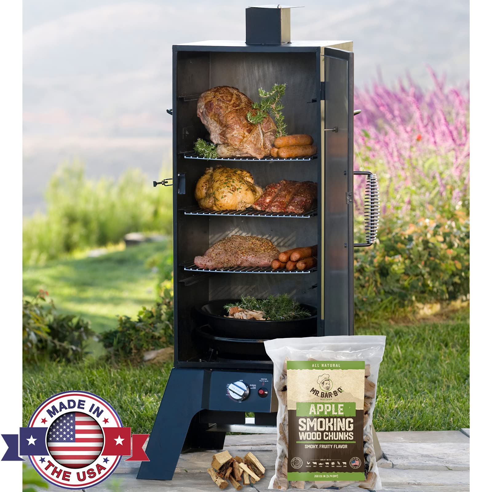 3.5 Lb. Bag Apple Wood Chunks by Mr. Bar-B-Q, Fruity Apple Flavor for Smoking, Outdoor Grilling, Backyard BBQ, Campfire, Wood Chunks for Smokers, Alternative for Charcoal Briquettes, Can be Use on Gas - Image 4