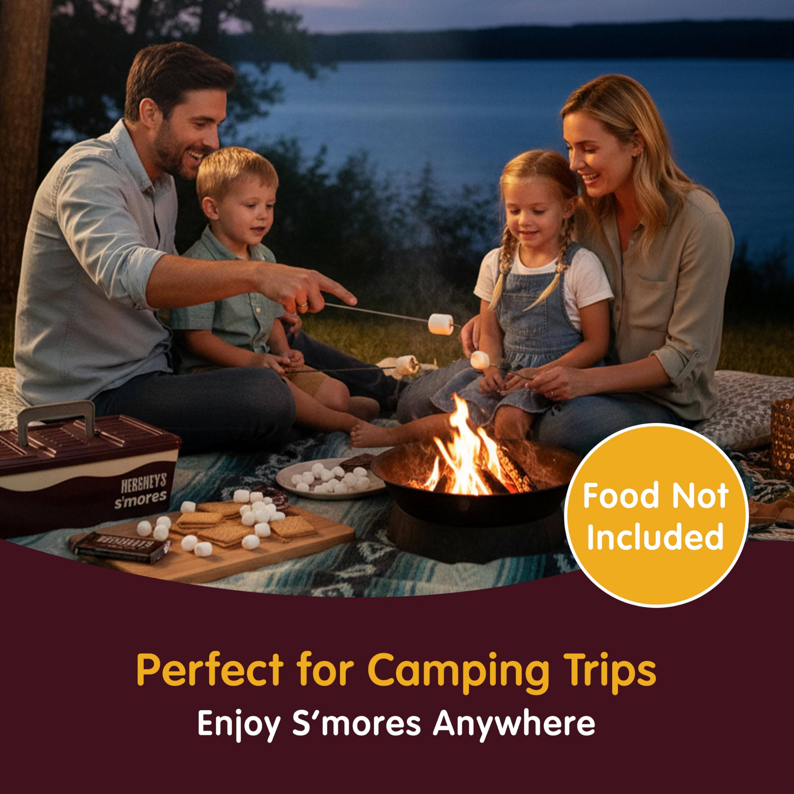 Mr. Bar-B-Q Hershey's Smores Caddy Tray Organizer - Smores Station Box to Store All Essentials On The Go for Picnics, Camping w/Removable Tray & Carrying Handle - No Food Items Included - 00262HSY - Image 7