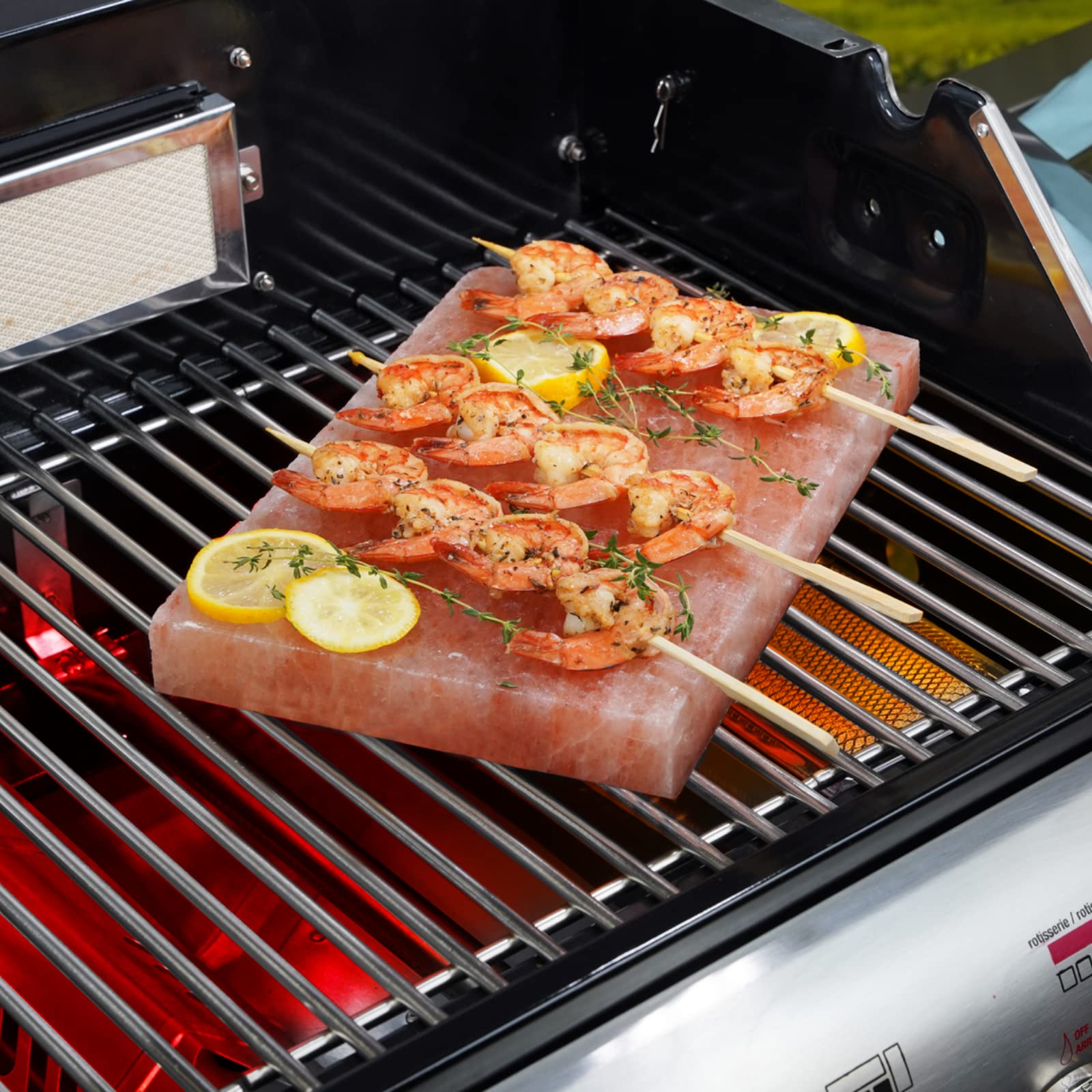 Mr. Bar-B-Q Himalayan Pink Salt Cooking Block, 100% Natural Food Grade Himalayan Salt Block Plate 12 x 8" w/Steel Tray for Hot & Cold Cooking, Cutting, Serving, Grilling, Searing & Backyard BBQ Grill - Image 3