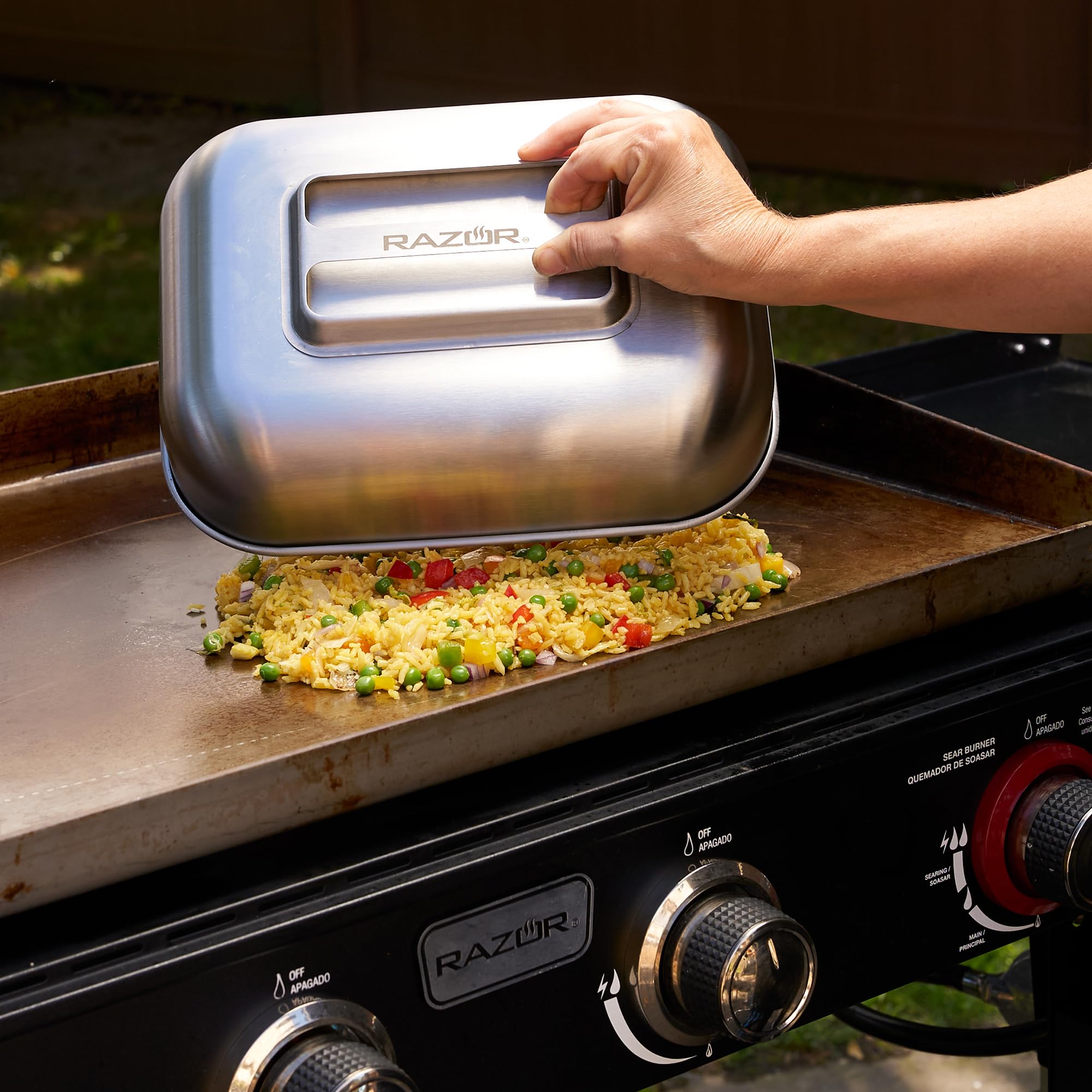 Razor 3-in-1 Griddle Dome to Melt Cheese Marinate or Store Food with Tight Seal Lid - Image 5