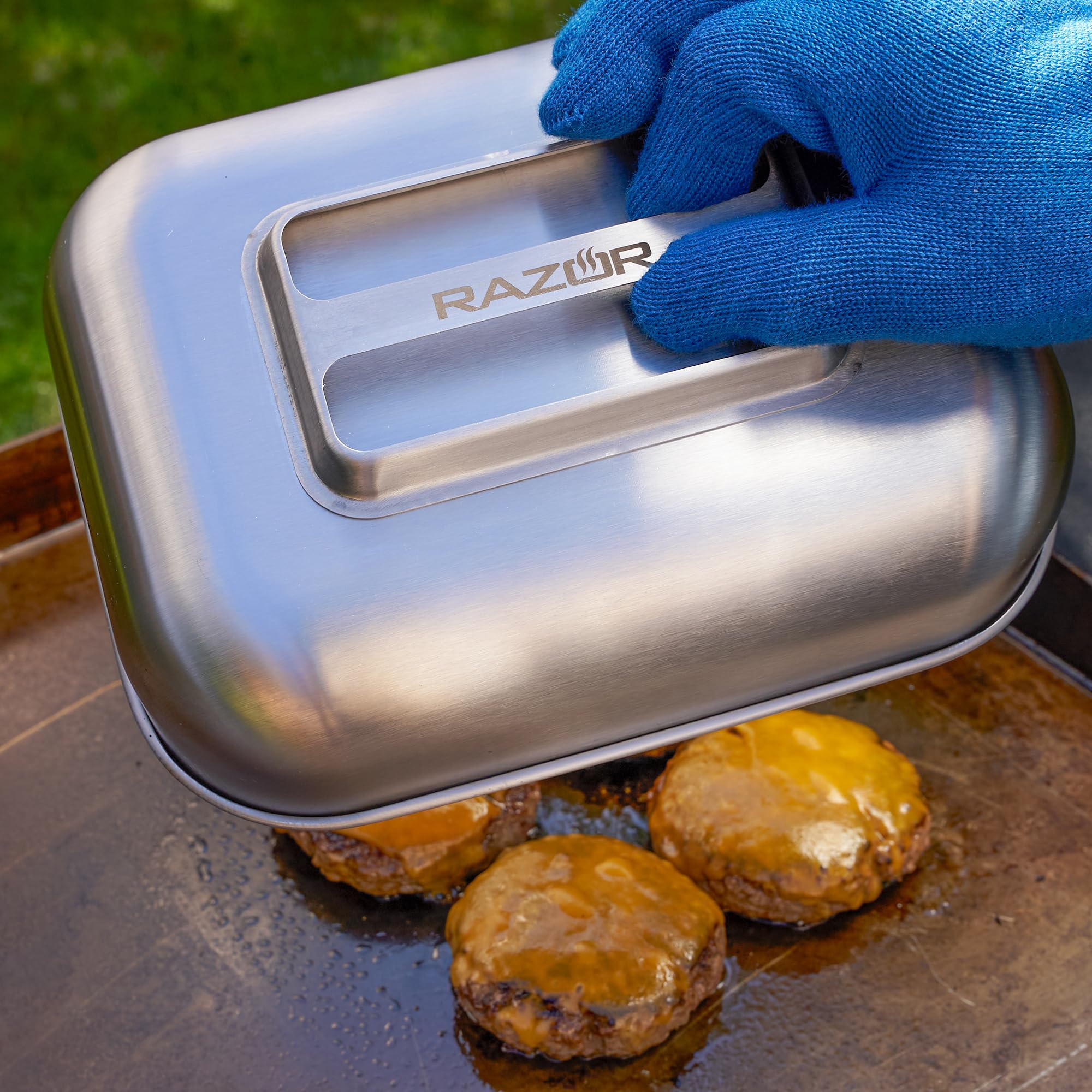Razor 3-in-1 Griddle Dome to Melt Cheese Marinate or Store Food with Tight Seal Lid - Image 8