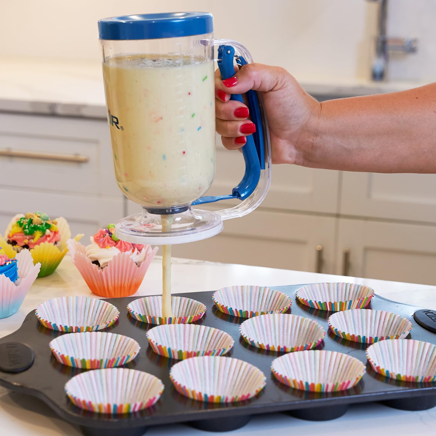 RAZOR Pancake Batter Dispenser, Pancakes & Waffles Batter Dispenser for Cakes, Muffins, Crepes, Cupcake for Baking, Cooking on Stovetop, Griddles, Prevents Drip, Easy Squeeze Trigger Handle Dispensers - Image 6