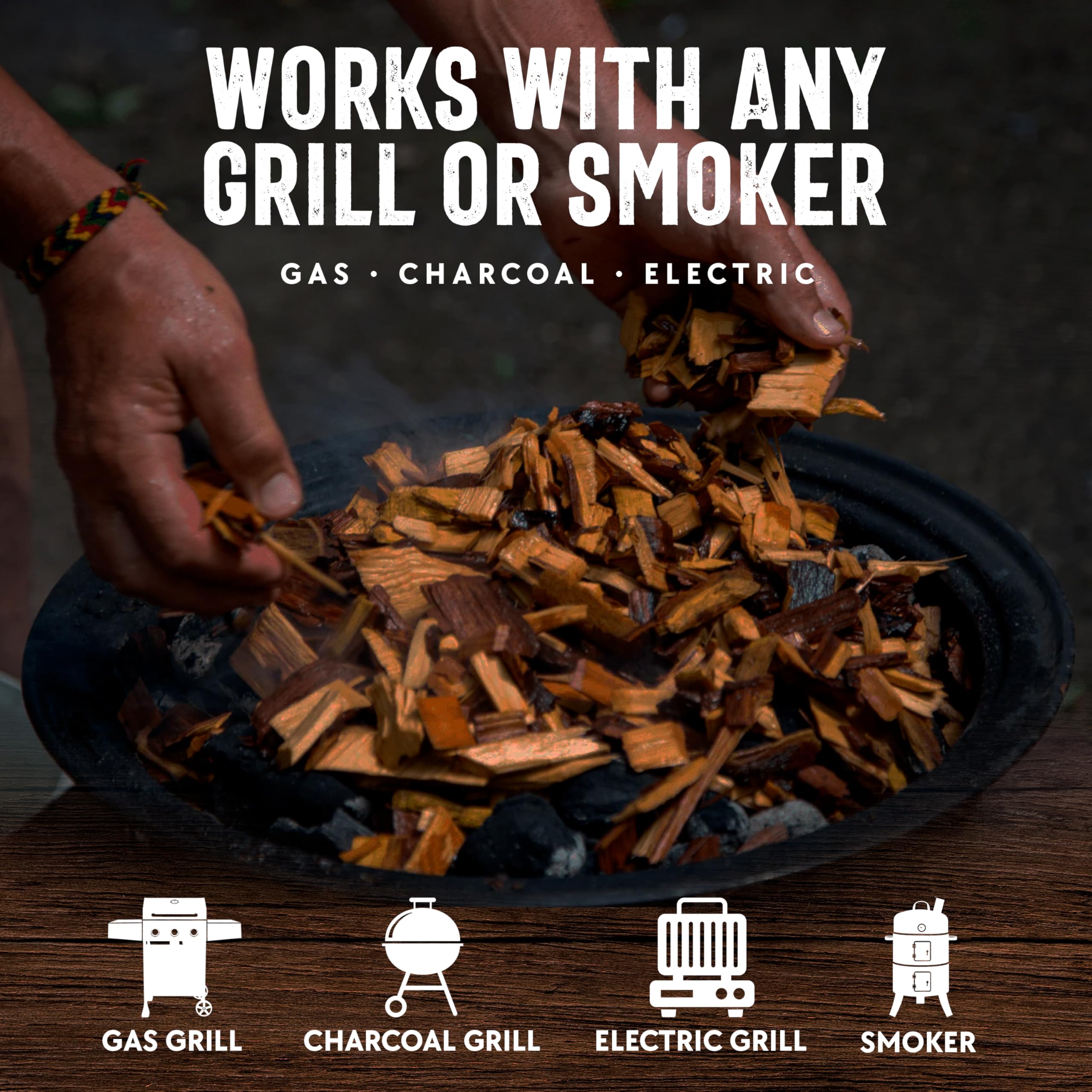 Wood Smoker Chips Bundle of 3 Flavors - Apple, Mesquite & Hickory Wood Chips by Mr. Bar-B-Q, Can be Used on Gas & Charcoal Grill, Variety of Flavors for Smokers, Grilling, BBQ, Camping(3 x 1.8 Lb Bag) - Image 4