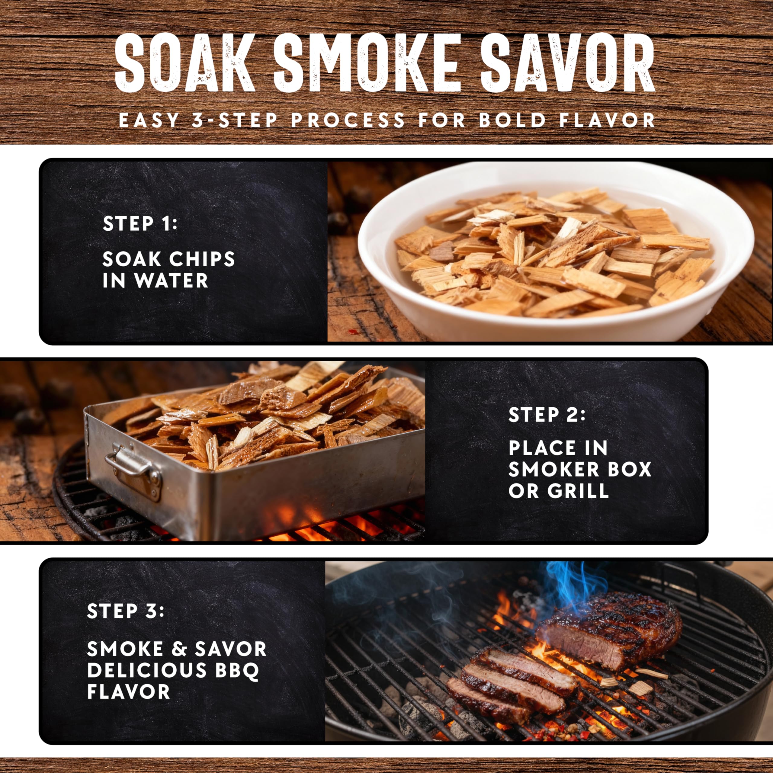 Wood Smoker Chips Bundle of 3 Flavors - Apple, Mesquite & Hickory Wood Chips by Mr. Bar-B-Q, Can be Used on Gas & Charcoal Grill, Variety of Flavors for Smokers, Grilling, BBQ, Camping(3 x 1.8 Lb Bag) - Image 6