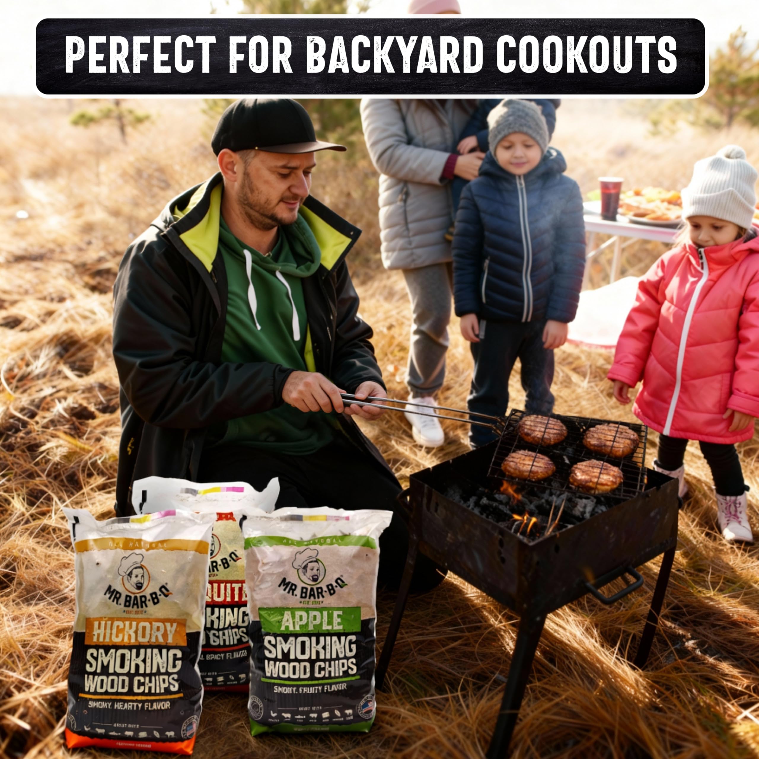 Wood Smoker Chips Bundle of 3 Flavors - Apple, Mesquite & Hickory Wood Chips by Mr. Bar-B-Q, Can be Used on Gas & Charcoal Grill, Variety of Flavors for Smokers, Grilling, BBQ, Camping(3 x 1.8 Lb Bag) - Image 7