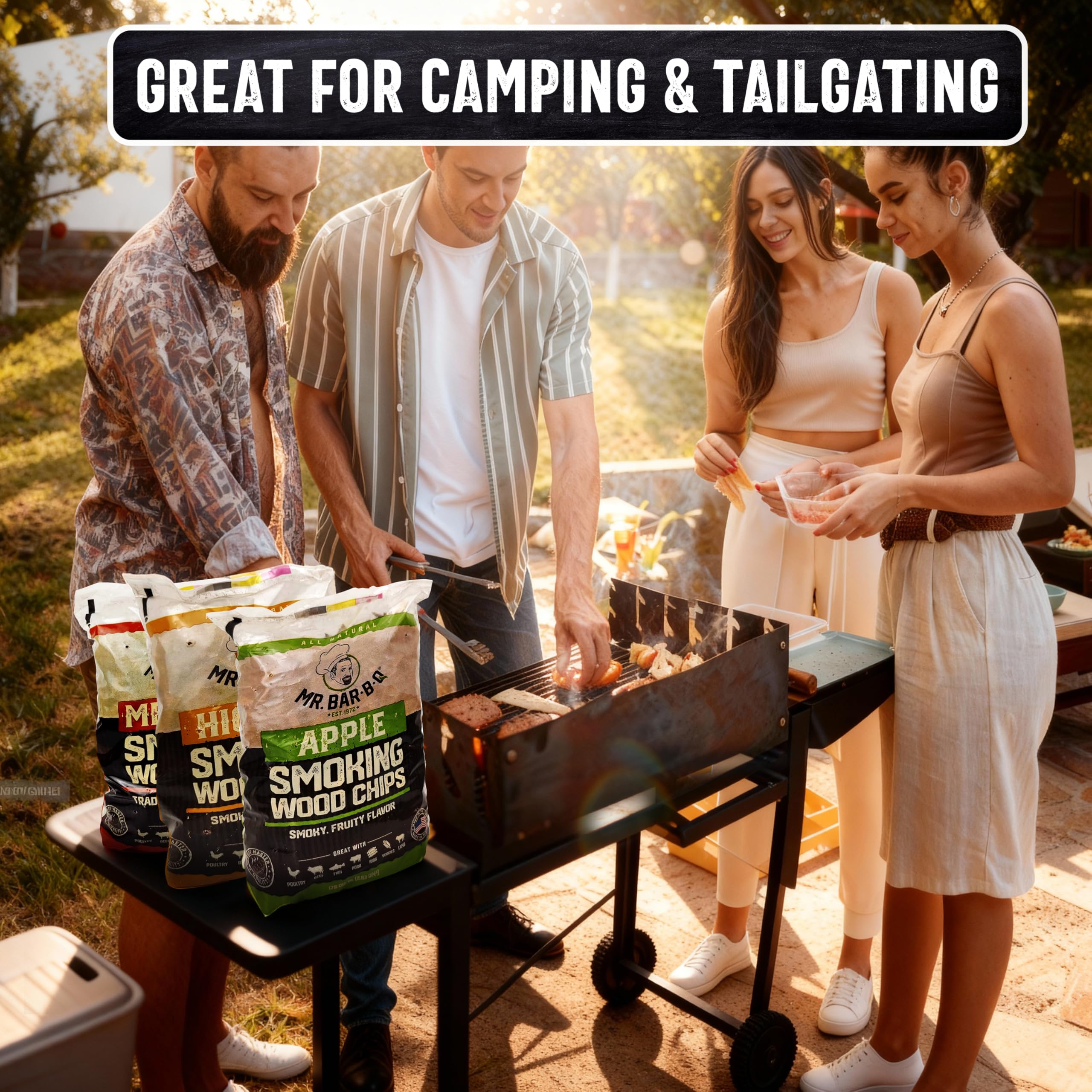 Wood Smoker Chips Bundle of 3 Flavors - Apple, Mesquite & Hickory Wood Chips by Mr. Bar-B-Q, Can be Used on Gas & Charcoal Grill, Variety of Flavors for Smokers, Grilling, BBQ, Camping(3 x 1.8 Lb Bag) - Image 8